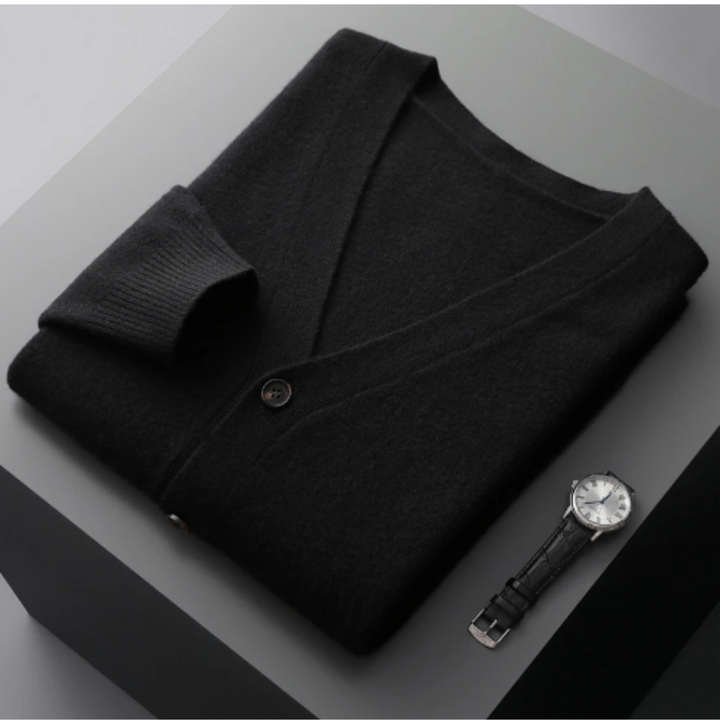 Echoarchiv | Cashmere Strickjacke V-Ausschnitt Knopfverschluss Weicher Leichter Strick