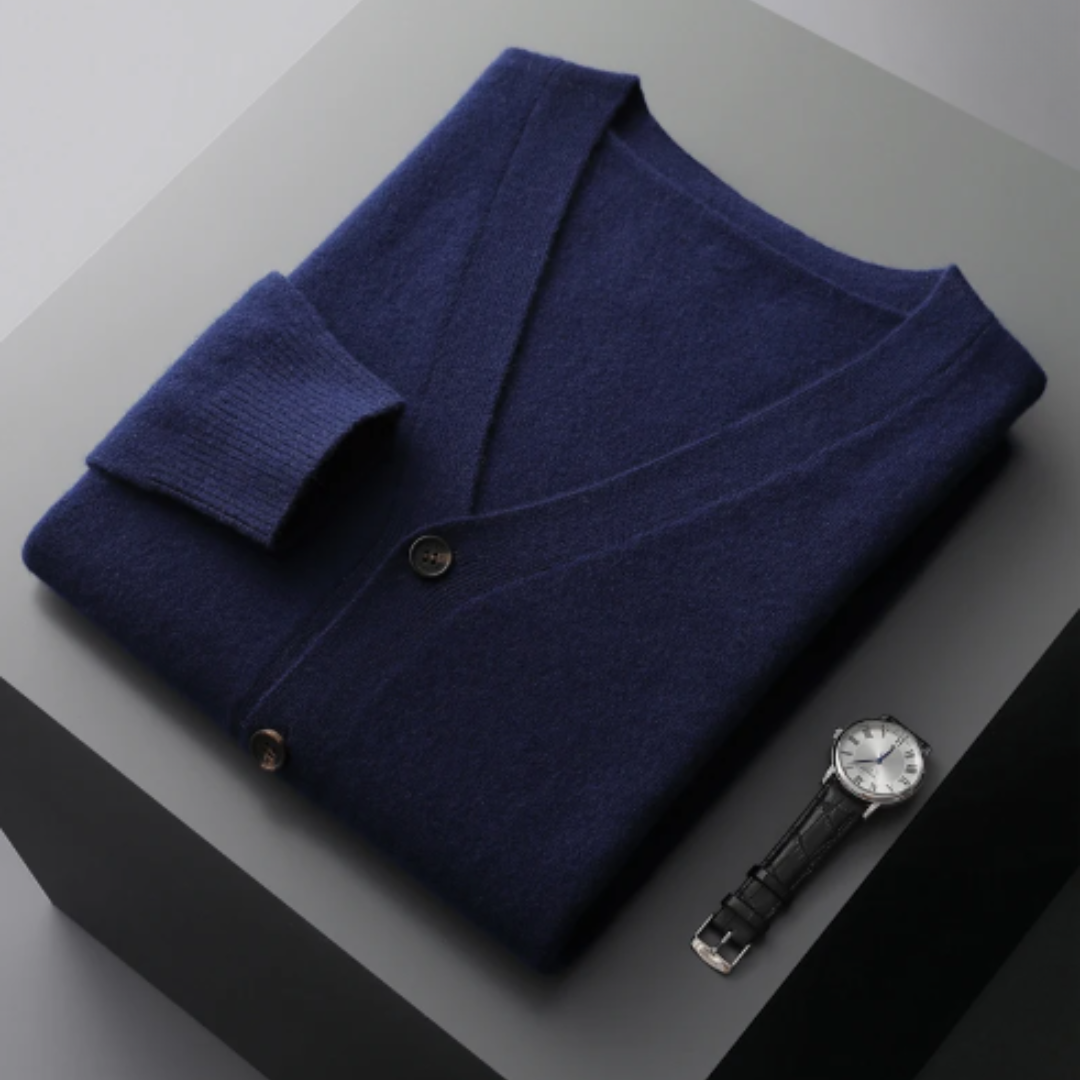 Echoarchiv | Cashmere Strickjacke V-Ausschnitt Knopfverschluss Weicher Leichter Strick