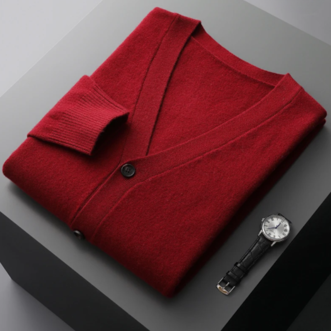 Echoarchiv | Cashmere Strickjacke V-Ausschnitt Knopfverschluss Weicher Leichter Strick