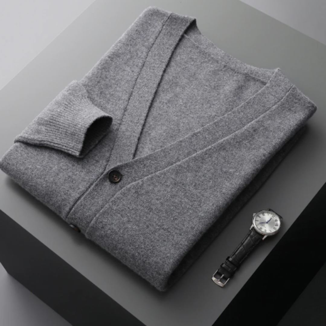 Echoarchiv | Cashmere Strickjacke V-Ausschnitt Knopfverschluss Weicher Leichter Strick
