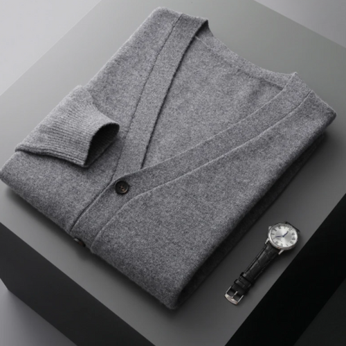Echoarchiv | Cashmere Strickjacke V-Ausschnitt Knopfverschluss Weicher Leichter Strick