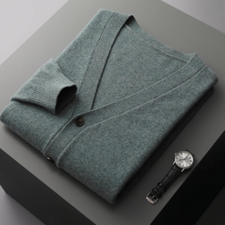 Echoarchiv | Cashmere Strickjacke V-Ausschnitt Knopfverschluss Weicher Leichter Strick