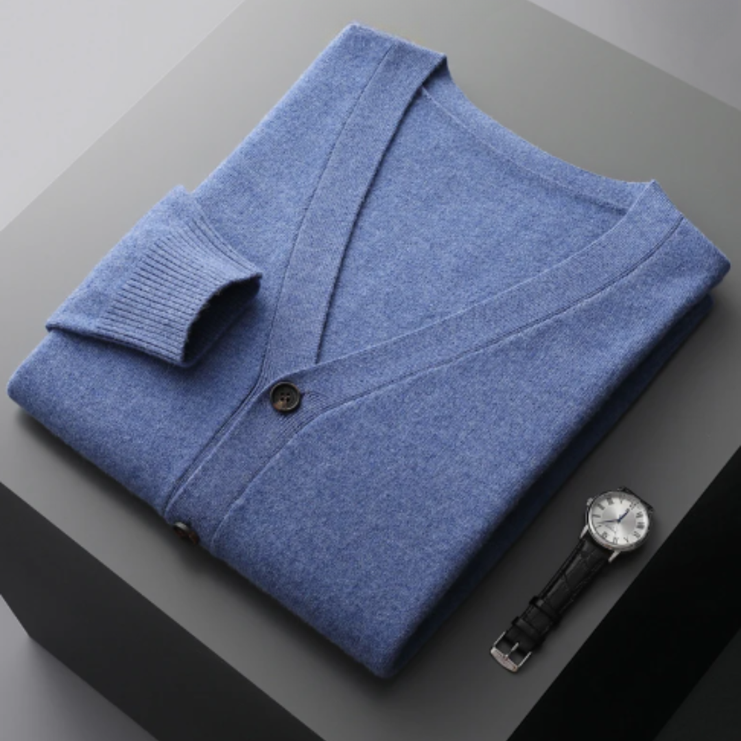 Echoarchiv | Cashmere Strickjacke V-Ausschnitt Knopfverschluss Weicher Leichter Strick