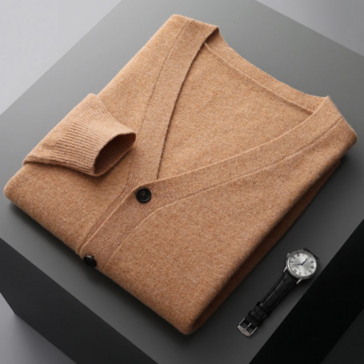Echoarchiv | Cashmere Strickjacke V-Ausschnitt Knopfverschluss Weicher Leichter Strick