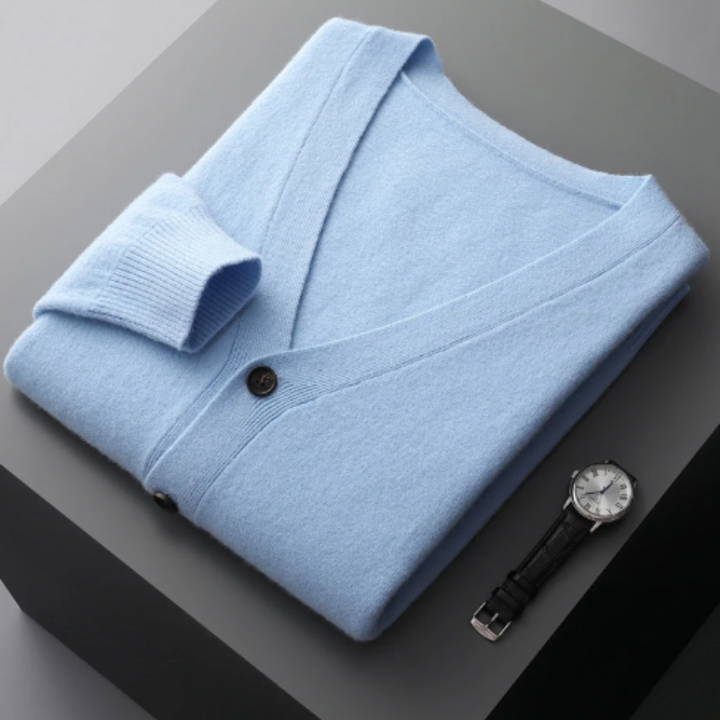 Echoarchiv | Cashmere Strickjacke V-Ausschnitt Knopfverschluss Weicher Leichter Strick