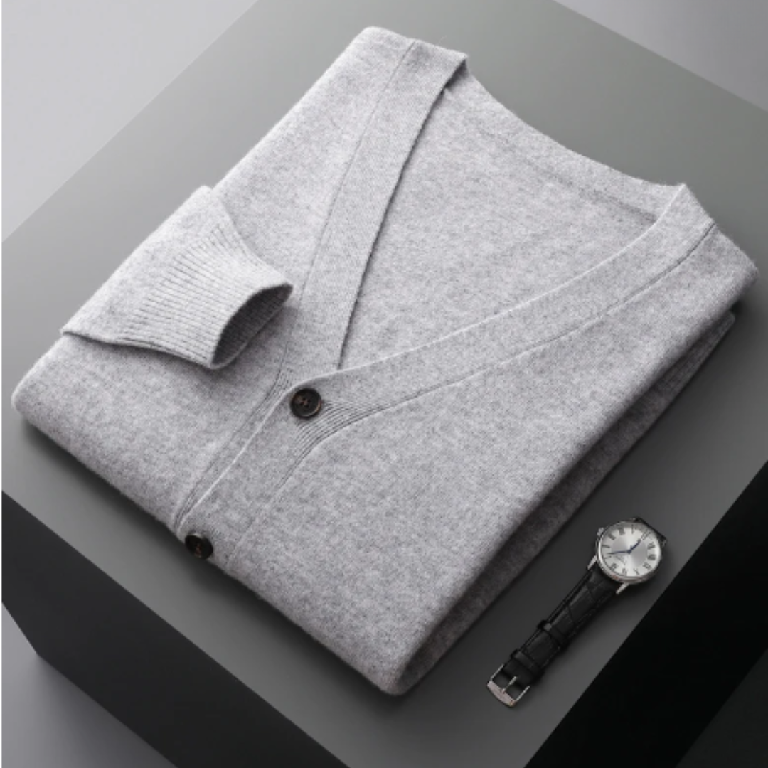 Echoarchiv | Cashmere Strickjacke V-Ausschnitt Knopfverschluss Weicher Leichter Strick