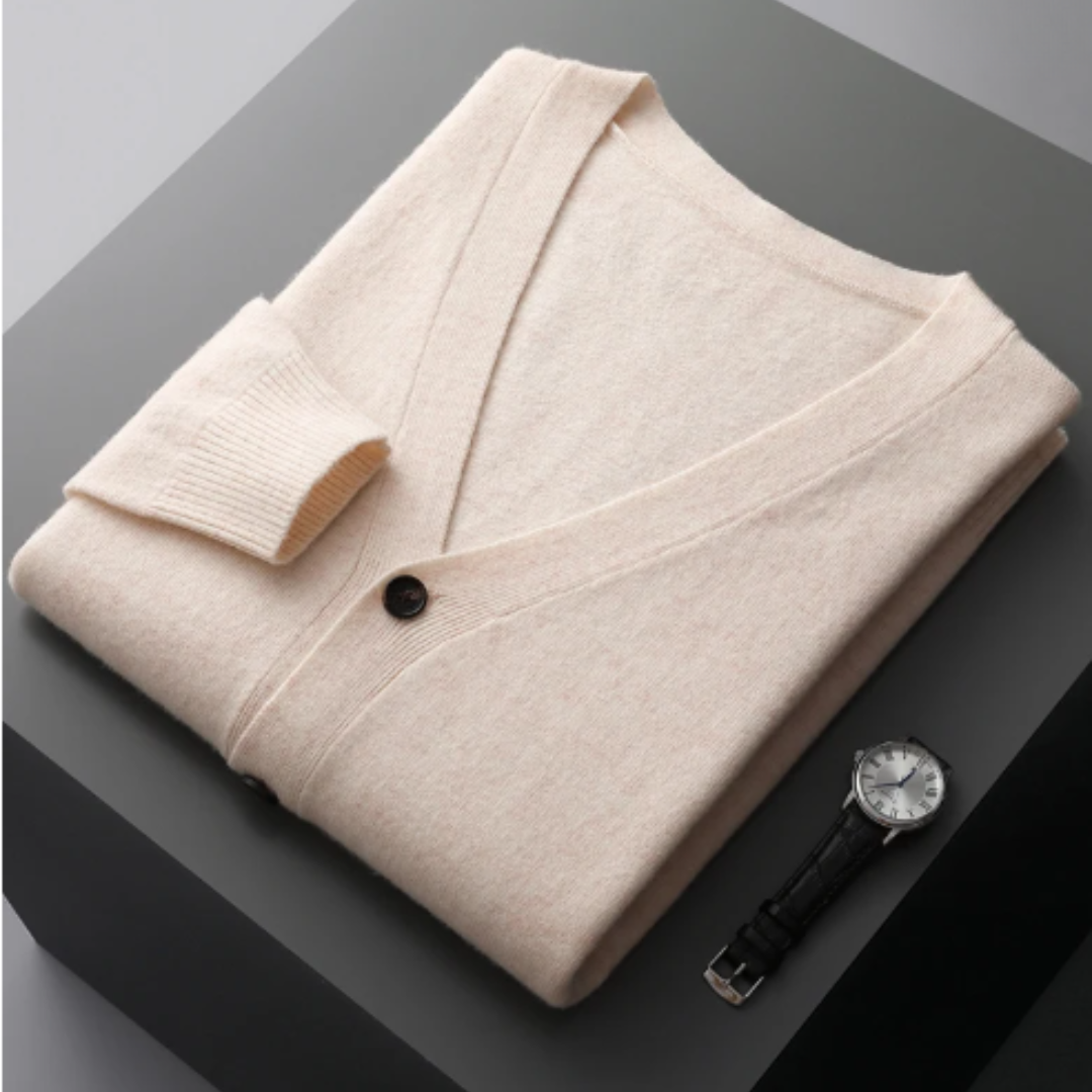 Echoarchiv | Cashmere Strickjacke V-Ausschnitt Knopfverschluss Weicher Leichter Strick