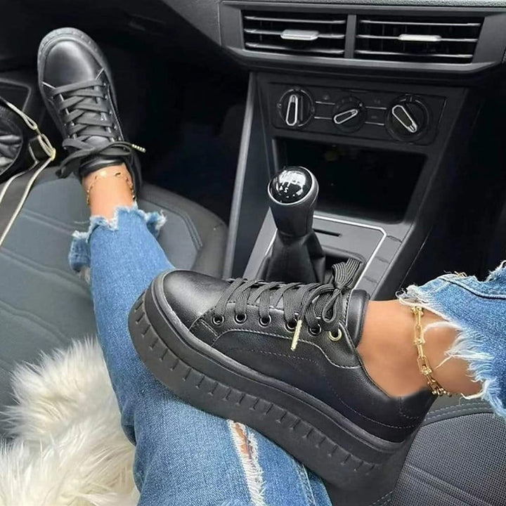Plattform SnEchoarchivkers - Frauen Bequeme Schnürschuhe mit dicker Sohle Echoarchiv