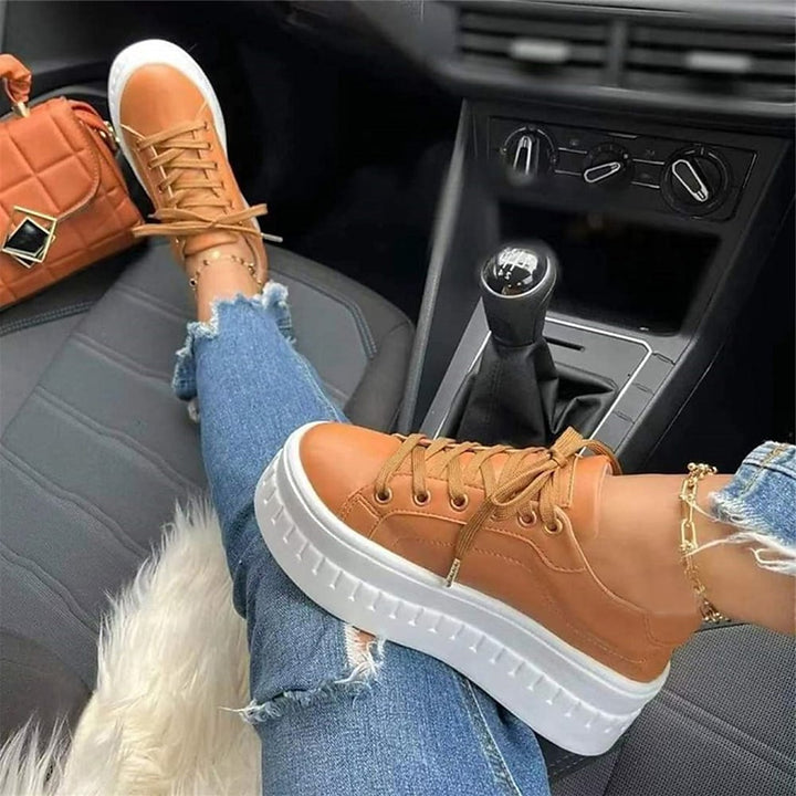 Plattform SnEchoarchivkers - Frauen Bequeme Schnürschuhe mit dicker Sohle Echoarchiv