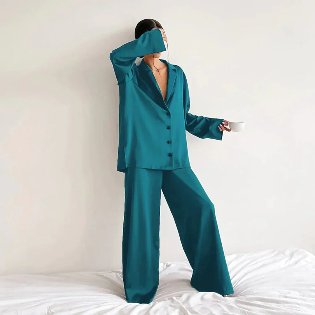 Echoarchiv | Satin PyjamA-Satz mit Weitem Hose