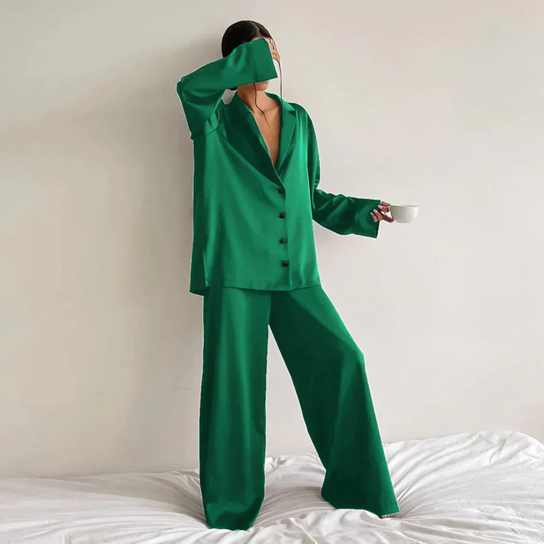 Echoarchiv | Satin PyjamA-Satz mit Weitem Hose