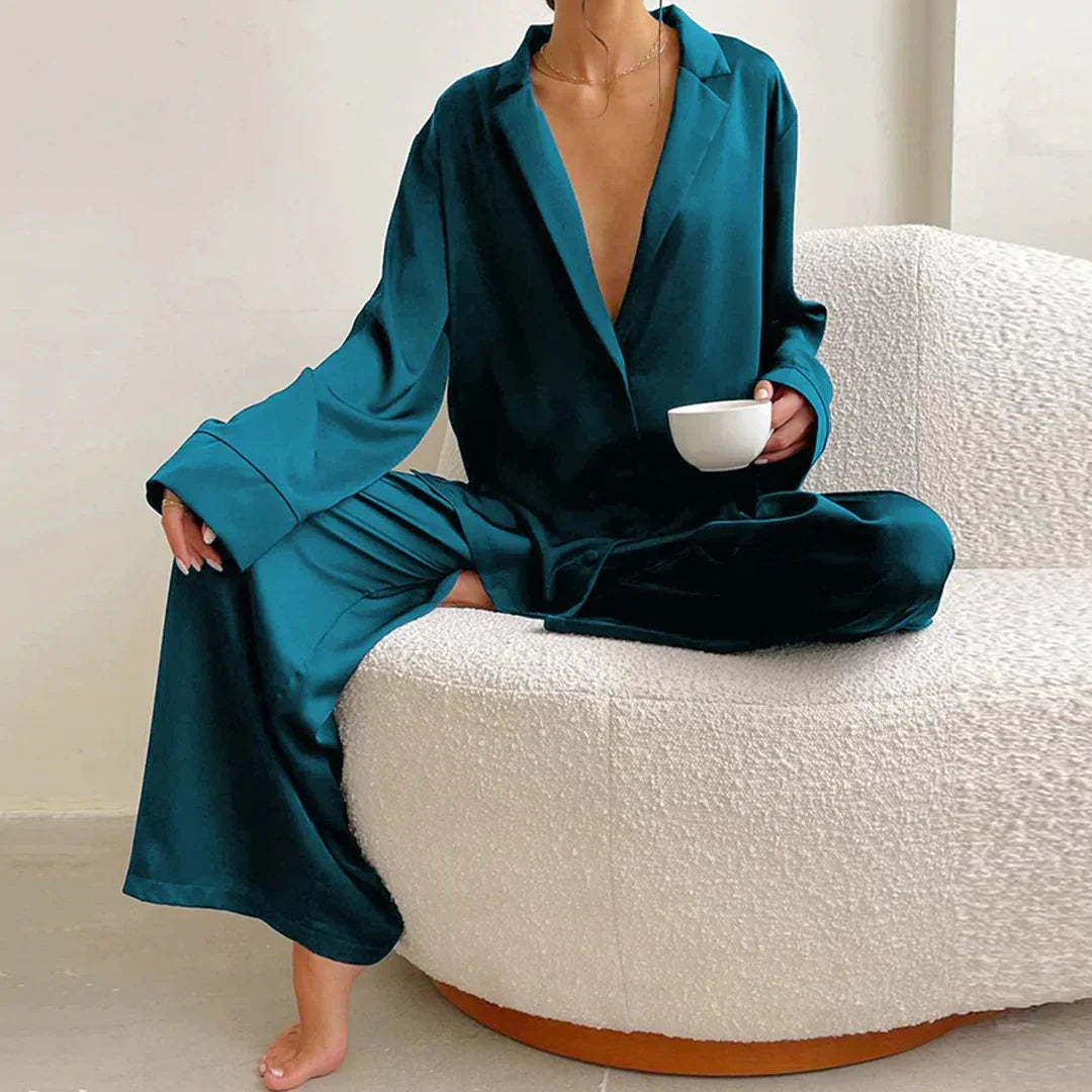 Echoarchiv | Satin PyjamA-Satz mit Weitem Hose