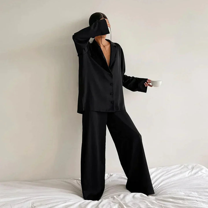 Echoarchiv | Satin PyjamA-Satz mit Weitem Hose