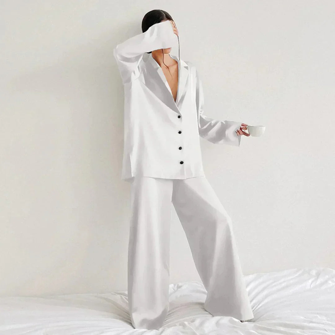 Echoarchiv | Satin PyjamA-Satz mit Weitem Hose