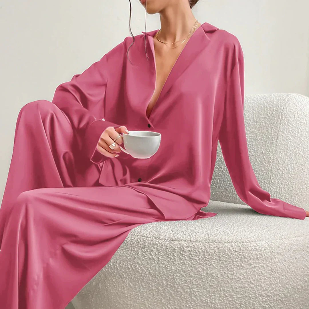 Echoarchiv | Satin PyjamA-Satz mit Weitem Hose