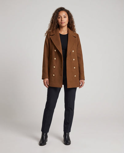 Damen Doppelreihiger Wollmix-Mantel mit Oversize-Schnitt und goldenen Zierknöpfen Echo Archiv