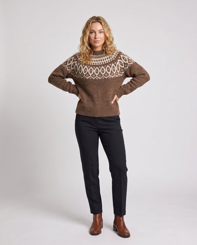 Damen Fair‑Isle Rundhals‑Pullover aus weichem Flauschstrick Echo Archiv