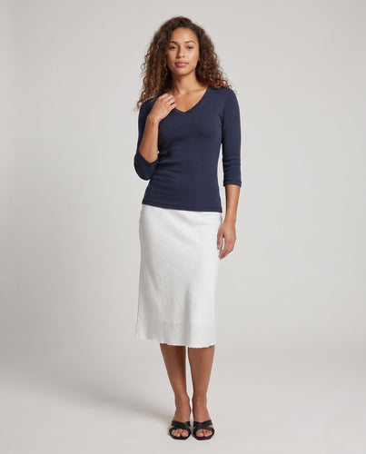 Damen Figurnahes V-Ausschnitt Feinstrick-Longsleeve mit dreiviertelärmeln Echo Archiv