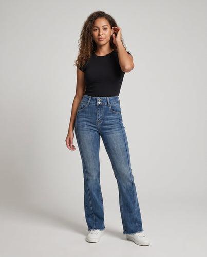 Damen High‑Waist Bootcut-Jeans mit betonter Seitennaht und vintage-inspirierter Waschung Echo Archiv