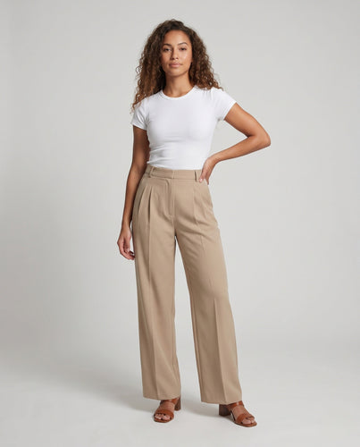 Damen Hochtaillierte Bundfalten-Palazzohose mit weitem Bein und softem Fall Echo Archiv