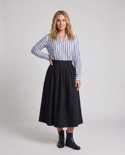 Damen Hochtaillierter Midirock mit weitem Teller und gerafftem Bund Echo Archiv