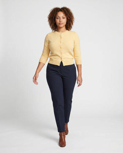 Damen Kurzgeschnittener Feinstrick-Cardigan mit 3/4-Ärmeln und geripptem Saum Echo Archiv