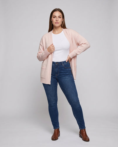 Damen Kuscheliger Long-Cardigan aus Feinstrick mit überschnittenen Schultern Echo Archiv