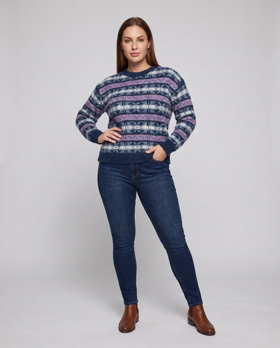 Damen Kuscheliger Oversize-Cardigan mit Mohair‑Optik und horizontalem Farbverlauf Echo Archiv