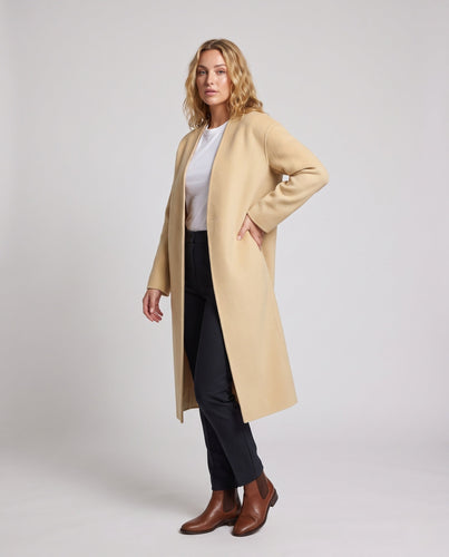 Damen Lang geschnittener Oversize-Mantel aus Wollmix mit offenem Wasserfallkragen Echo Archiv