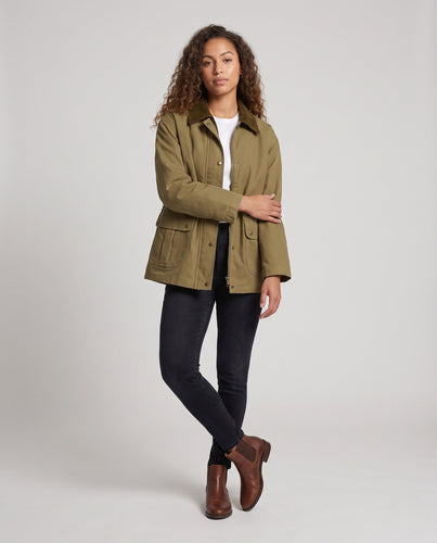 Damen Oversize-Canvasjacke mit Cordkragen und aufgesetzten Pattentaschen Echo Archiv