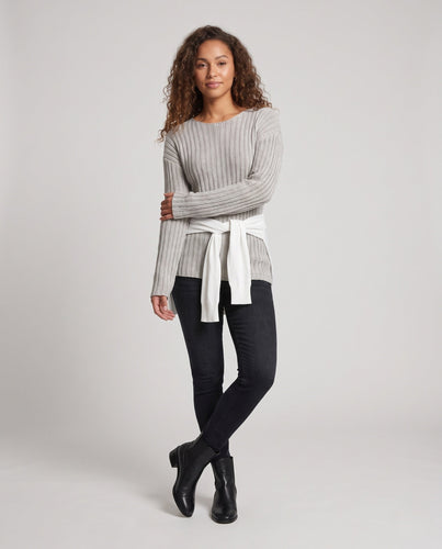 Damen Oversize‑Gerippter Baumwollmix‑Strickpullover mit U‑Boot‑Ausschnitt Echo Archiv