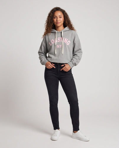 Damen Oversize-Kapuzenpullover im Collegestyle mit appliziertem Logo und Kordelzug Echo Archiv