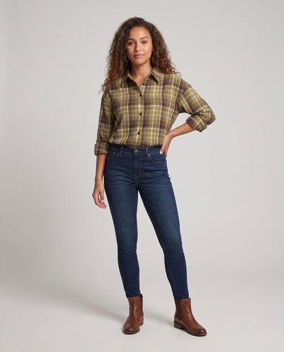 Damen Oversize-kariertes Hemd- und Midirock-Set mit Layering-Croptop Echo Archiv
