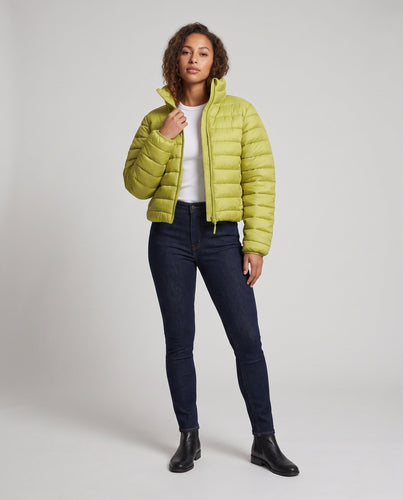 Damen Oversize Quilted Steppjacke mit Tunnelzugkapuze und schräger Stepplinie Echo Archiv