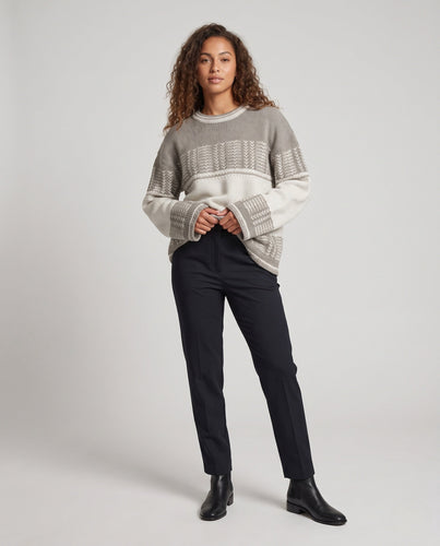 Damen Oversize-Strickpullover mit Zopfdetail, Rollkragen und Kordelzug Echo Archiv