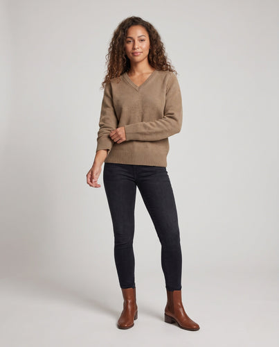 Damen Oversize V‑Ausschnitt Feinstrickpullover mit weitem Ärmel und gerippten Bündchen Echo Archiv