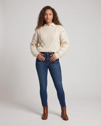 Damen Oversize Zopfstrickpullover mit Bobble‑Applikation Echo Archiv