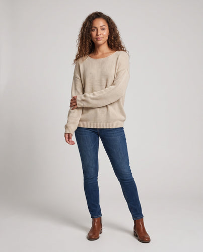 Damen Übergroßer Grobstrick-Pullover mit lockerer Silhouette und Rundhalsausschnitt Echo Archiv