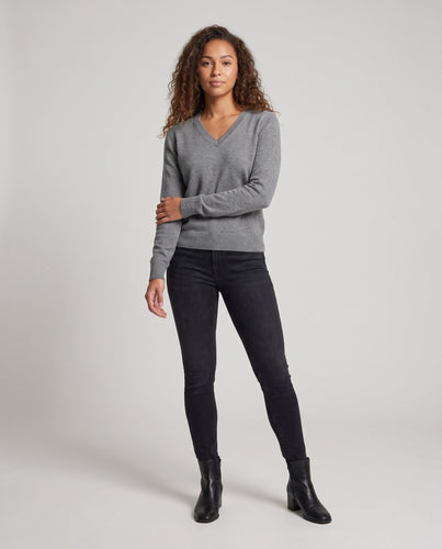 Damen V‑Ausschnitt Feinstrickpullover aus weichem Wollmix Echo Archiv