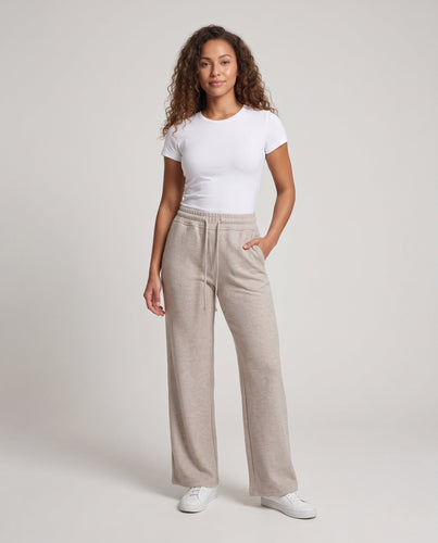Damen Weite hochtaillierte Loungehose aus weichem Sweat mit Kordelzug Echo Archiv