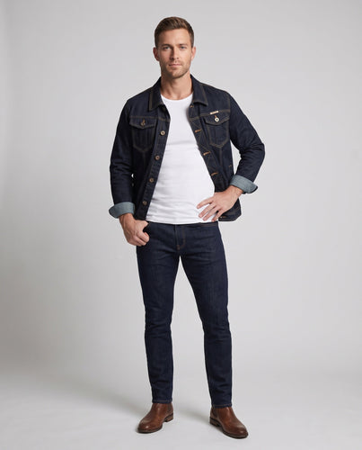 Herren Denim-Workerjacke mit verstärkten Nähten, Brustklappen und geradem Schnitt Echo Archiv
