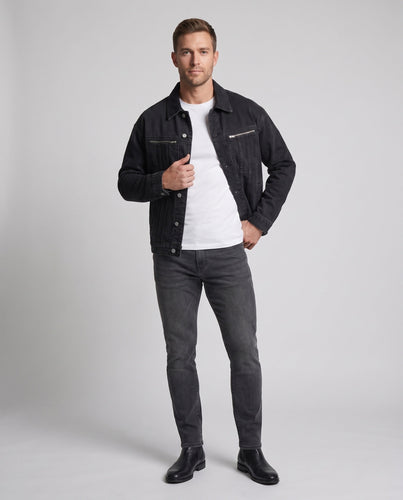 Herren Denimjacke mit Reißverschluss-Brusttaschen, Zipper-Ärmeln und legerer Passform Echo Archiv