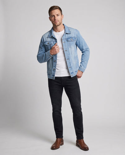 Herren Denimjacke mit Used-Effekten und klassischer Knopfleiste Echo Archiv