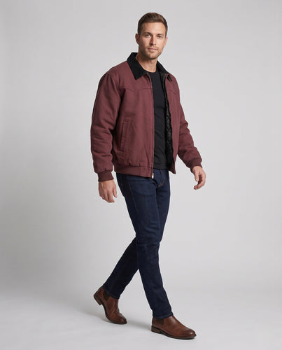 Herren gepolsterte Canvas‑Bomberjacke mit Teddykragen und Thermofutter Echo Archiv