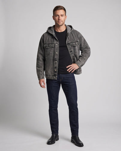 Herren Oversized Denimjacke mit Kapuze, Druckknopf-Leiste und aufgesetzten Brustpatten Echo Archiv