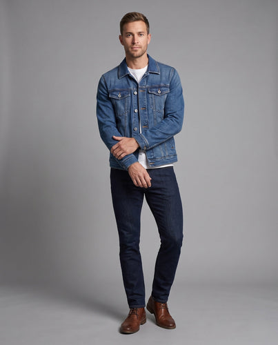 Herren Regular-Fit Jeansjacke mit Kontrastnähten, Pattentaschen und klassischem Kragen Echo Archiv