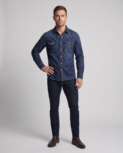 Herren robuste Denim-Hemdjacke mit aufgesetzten Brusttaschen Echo Archiv