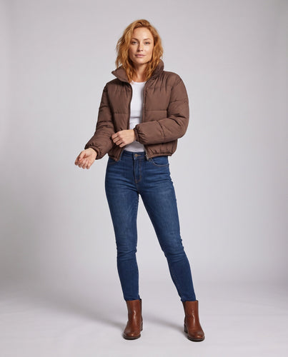 Damen Kurze wattierte Steppjacke mit hohem Stehkragen und elastischen Bündchen Echo Archiv