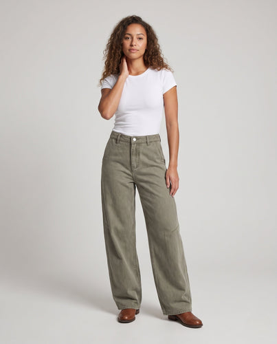 Damen Extraweite Palazzo-Twill-Hose mit markanten Ziernähten Echo Archiv