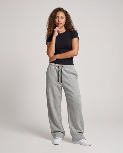 Damen Ultraweite Fleece-Sweatpants im Palazzo-Schnitt mit Tunnelzugbund Echo Archiv